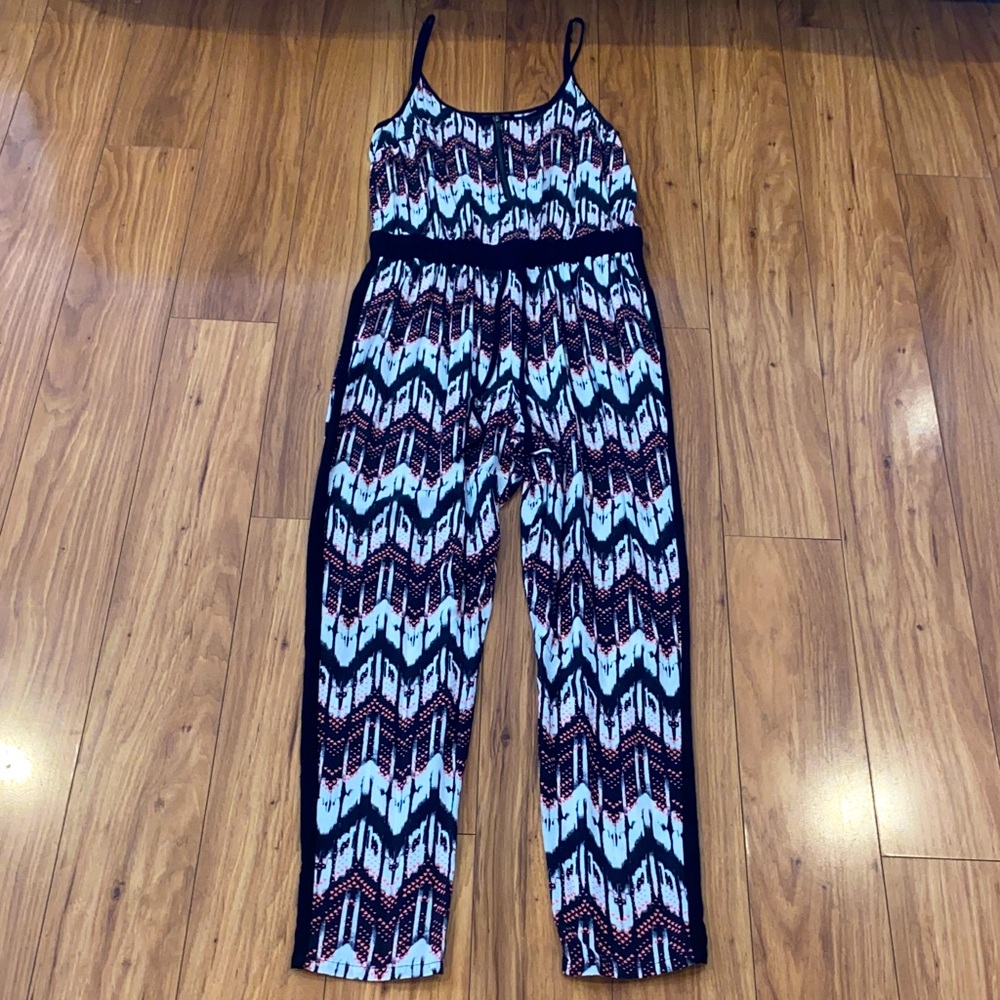 Material Girl Black, White & Coral Jumpsuit in Medium